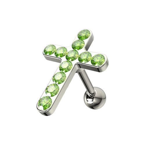 925 Sterling Silver CZ Jewelled Cross Cartilage Ear Stud