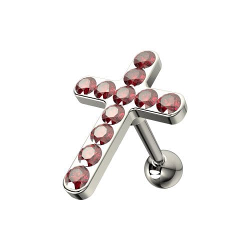 925 Sterling Silver CZ Jewelled Cross Cartilage Ear Stud