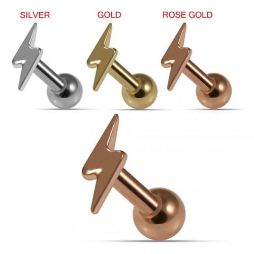 925 Sterling Silver Plain Lighting Cartilage Ear Stud