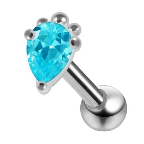 925 Sterling Silver Curved CZ Jewelled Cartilage Ear Stud
