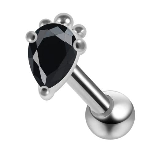 925 Sterling Silver Curved CZ Jewelled Cartilage Ear Stud