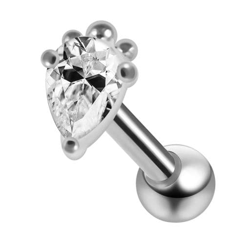 925 Sterling Silver Curved CZ Jewelled Cartilage Ear Stud