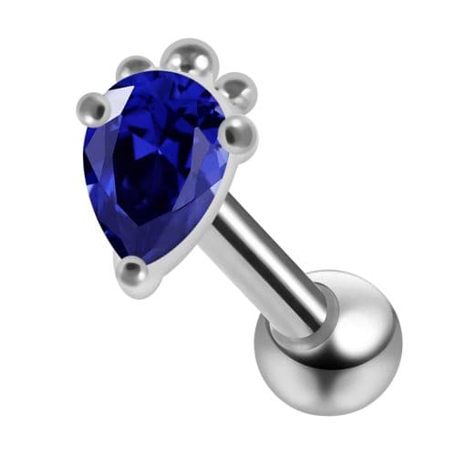 925 Sterling Silver Curved CZ Jewelled Cartilage Ear Stud