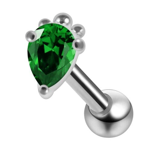 925 Sterling Silver Curved CZ Jewelled Cartilage Ear Stud