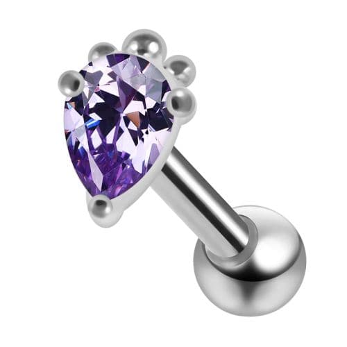925 Sterling Silver Curved CZ Jewelled Cartilage Ear Stud