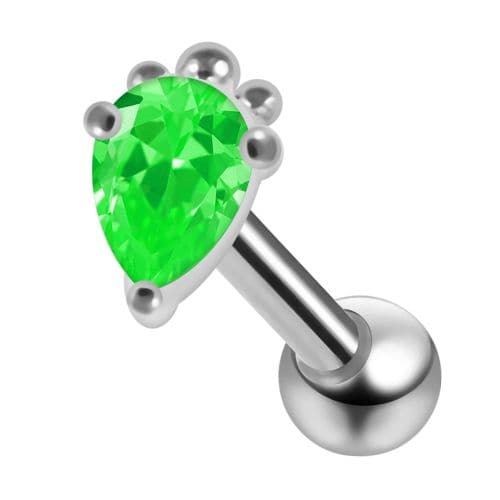 925 Sterling Silver Curved CZ Jewelled Cartilage Ear Stud