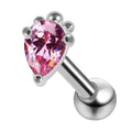 925 Sterling Silver Curved CZ Jewelled Cartilage Ear Stud