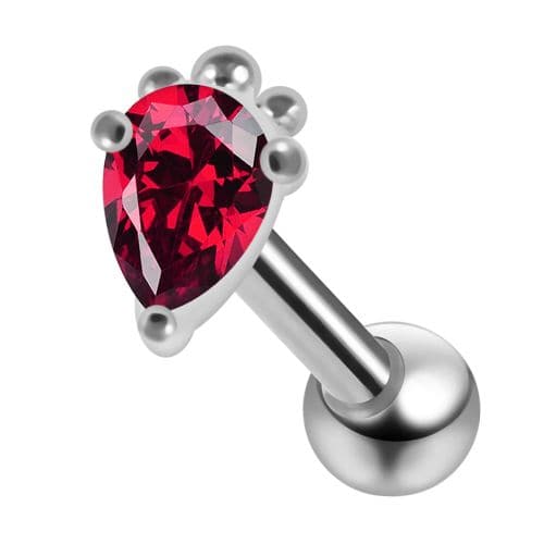 925 Sterling Silver Curved CZ Jewelled Cartilage Ear Stud