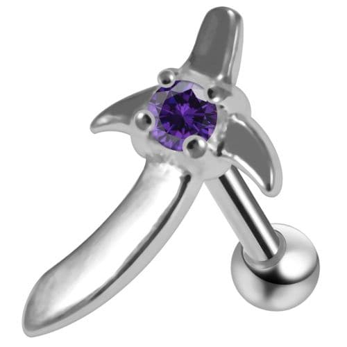 925 Sterling Silver Sword CZ Jewelled Cartilage Ear Stud