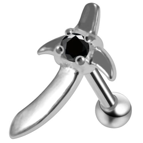925 Sterling Silver Sword CZ Jewelled Cartilage Ear Stud