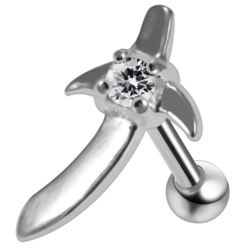 925 Sterling Silver Sword CZ Jewelled Cartilage Ear Stud