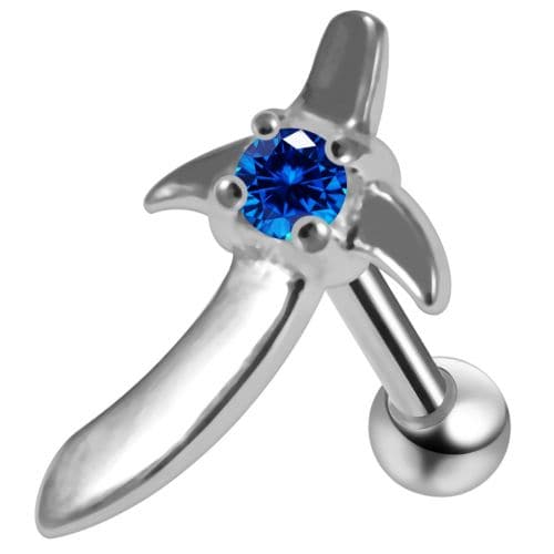 925 Sterling Silver Sword CZ Jewelled Cartilage Ear Stud