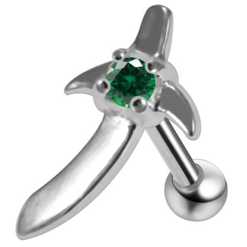 925 Sterling Silver Sword CZ Jewelled Cartilage Ear Stud