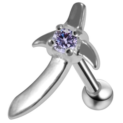 925 Sterling Silver Sword CZ Jewelled Cartilage Ear Stud