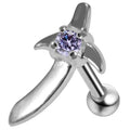 925 Sterling Silver Sword CZ Jewelled Cartilage Ear Stud