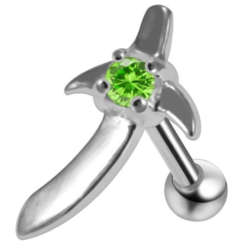 925 Sterling Silver Sword CZ Jewelled Cartilage Ear Stud