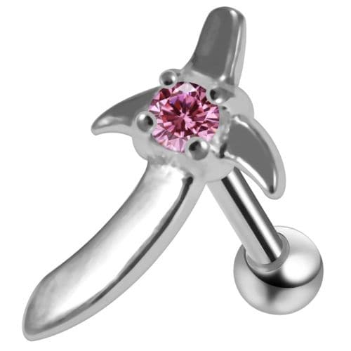 925 Sterling Silver Sword CZ Jewelled Cartilage Ear Stud