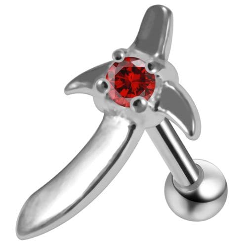 925 Sterling Silver Sword CZ Jewelled Cartilage Ear Stud