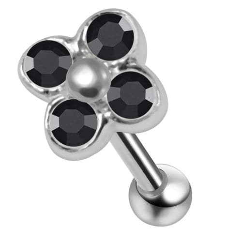925 Sterling Silver Flower CZ Jewelled Cartilage Ear Stud