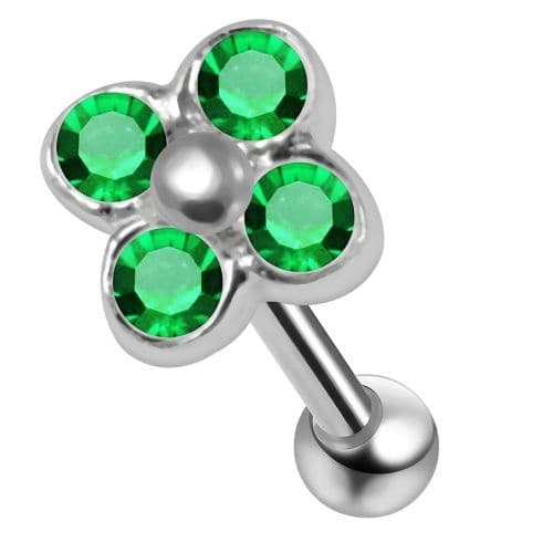 925 Sterling Silver Flower CZ Jewelled Cartilage Ear Stud