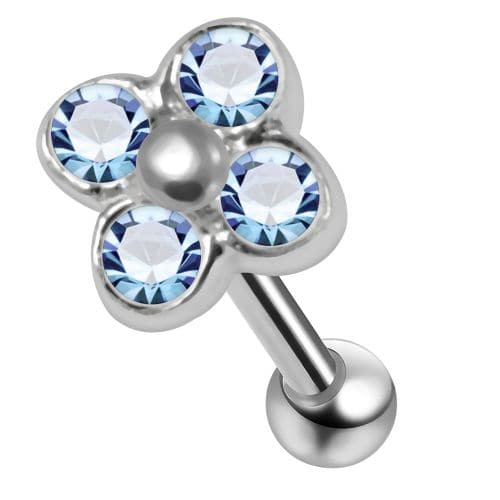 925 Sterling Silver Flower CZ Jewelled Cartilage Ear Stud