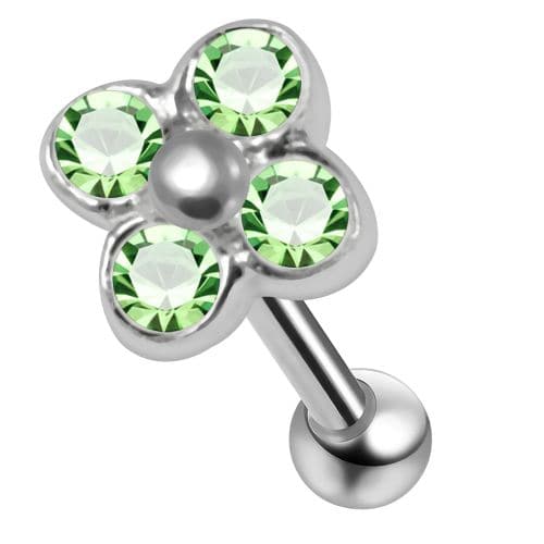 925 Sterling Silver Flower CZ Jewelled Cartilage Ear Stud