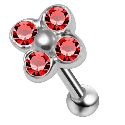925 Sterling Silver Flower CZ Jewelled Cartilage Ear Stud
