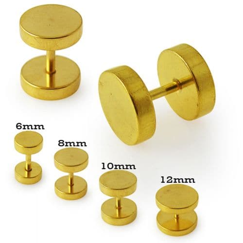 316L Surgical Steel With Gold Anodised Fake Ear Plug