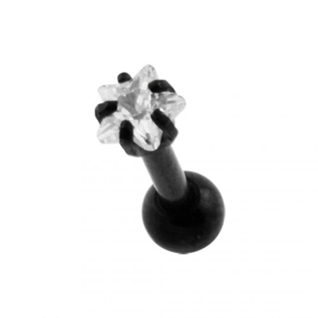 316L Surgical Steel Tragus Bar with Clear Star Gem Top Stud