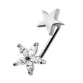 316L Surgical Steel Crystal Flower with Star Surface Piercing
