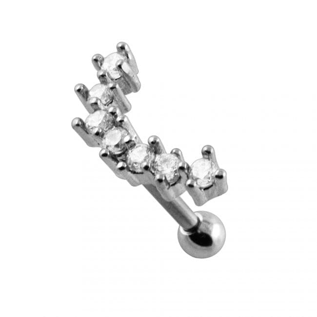316L Surgical Steel Crescent 7 Clear Crystal Cartilage Stud