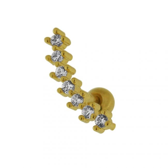 316L Surgical Steel Crescent 7 Clear Crystal Cartilage Stud