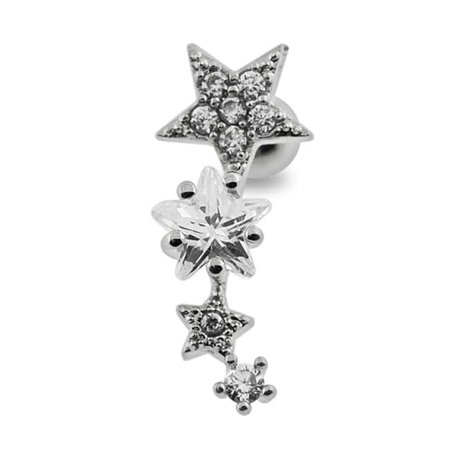 316L Surgical Steel Multiple Sparkling Stars Cartilage Ear Stud