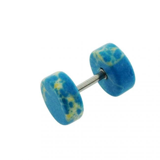316L Surgical Steel Bar With Organic Stone Fake Ear Plug