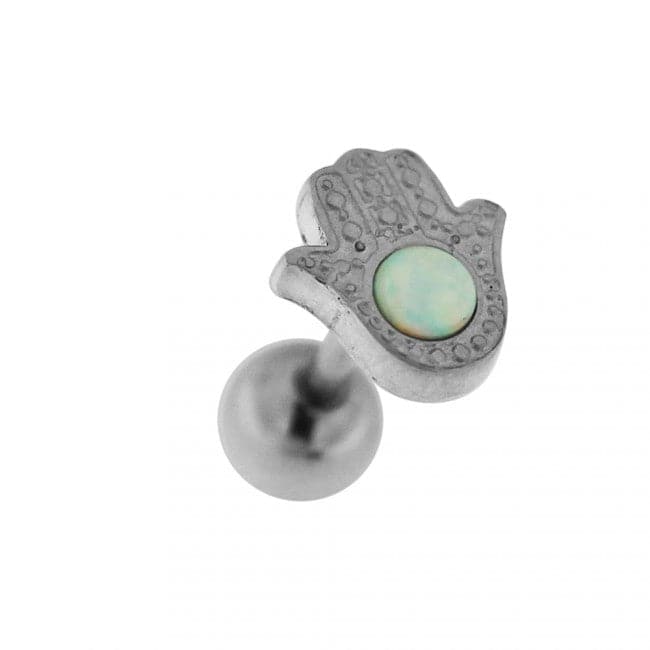 316L Surgical Steel Hamsa with Opal Stone Cartilage Ear Stud