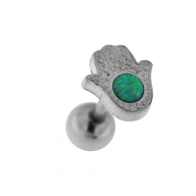 316L Surgical Steel Hamsa with Opal Stone Cartilage Ear Stud