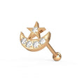 316L Surgical Steel Jewelled Crescent & Star Cartilage Ear Stud
