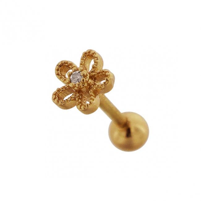 316L Surgical Steel Jewelled Flower Ear Stud
