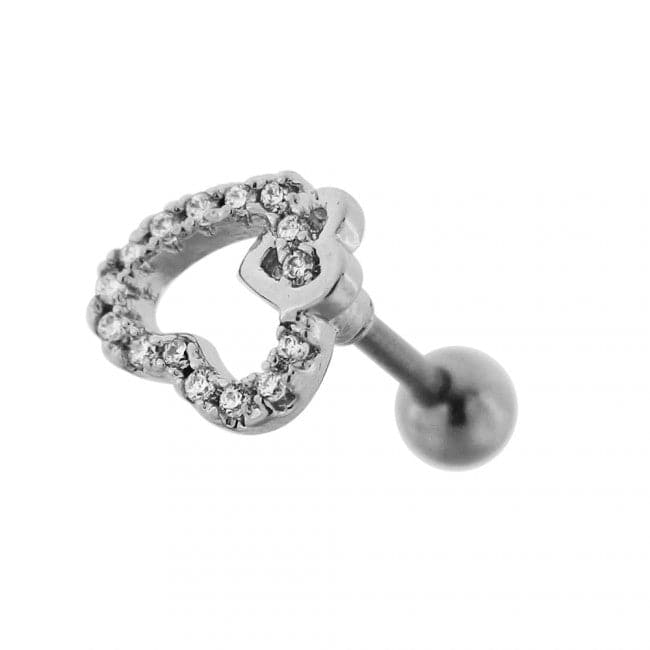 316L Surgical Steel Casting Mirco-Jewelled Heart Cartilage Stud