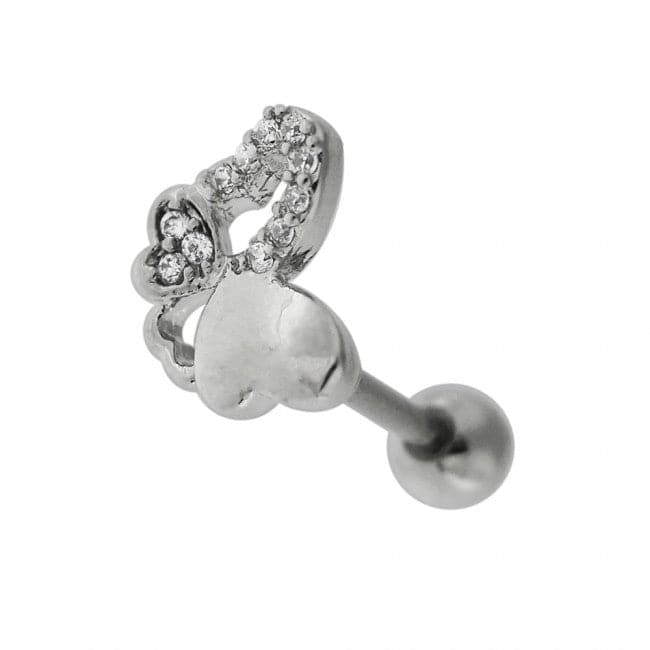 316L Surgical Steel Casting Mirco-Jewelled Butterfly Cartilage Stud