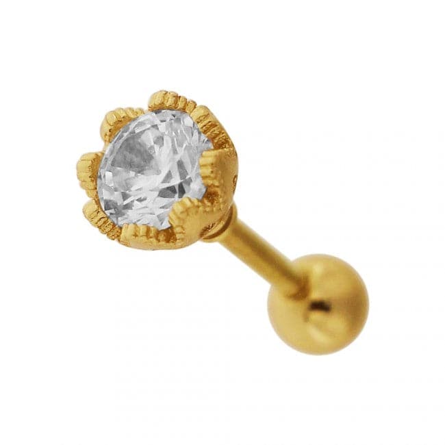 316L Surgical Steel Crown Setting Jewelled Ear Stud