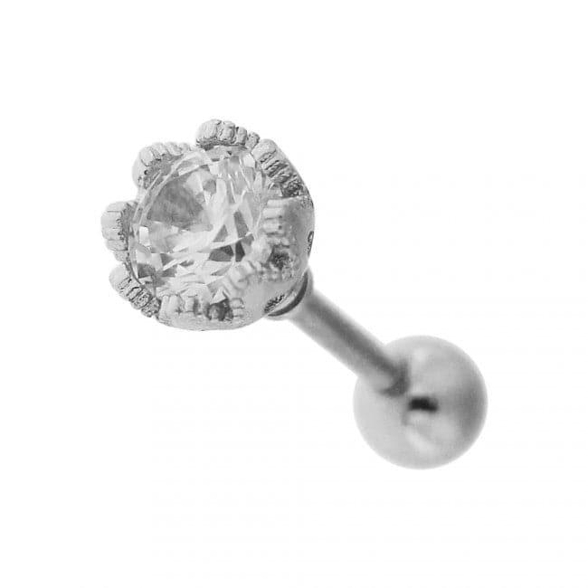 316L Surgical Steel Crown Setting Jewelled Ear Stud