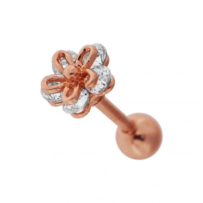 316L Surgical Steel Jewelled Pentas Cartilage Ear Stud
