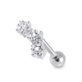 316L Surgical Steel Triple Star Clear Gem Tragus Stud