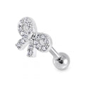 316L Surgical Steel Clear Gem Bow Top Cartilage Ear Stud
