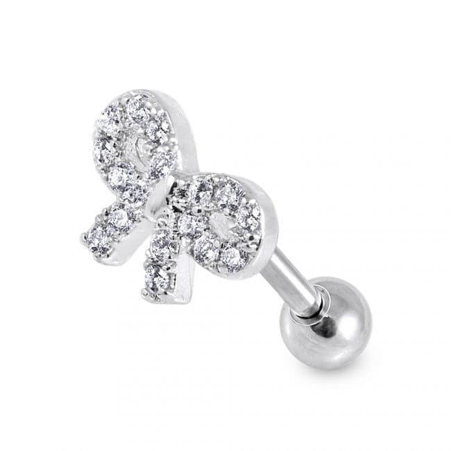 316L Surgical Steel Clear Gem Bow Top Cartilage Ear Stud