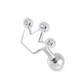 316L Surgical Steel Plain Crown Clear Gem Top Ear Stud