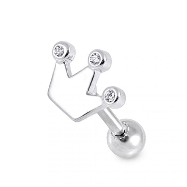 316L Surgical Steel Plain Crown Clear Gem Top Ear Stud