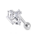 316L Surgical Steel Crown Clear Gem Top Ear Stud