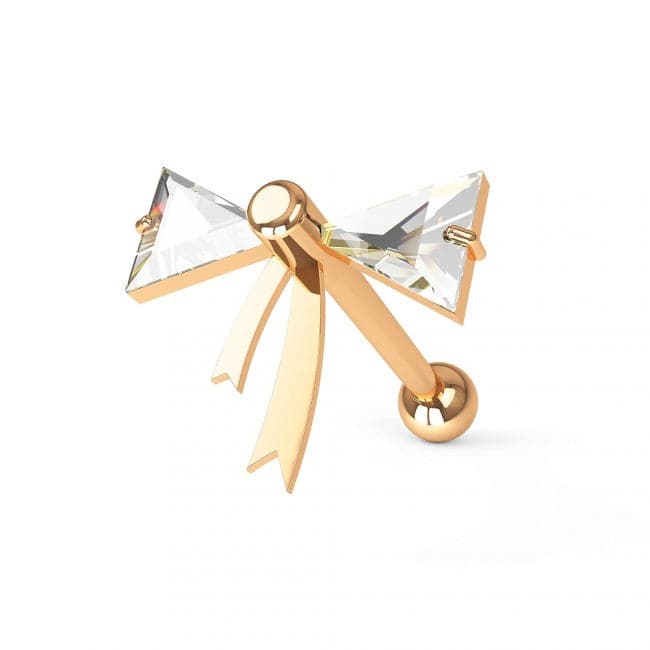 316L Surgical Steel Jewelled Bow Tie Ear Stud